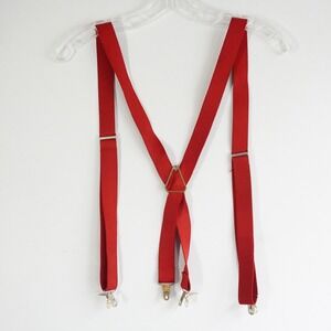 VTG CAS Red Suspenders Mens Y-Back Adjustable Clip-On Braces West Germany Gold